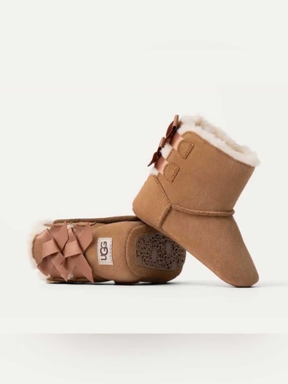 💕✨UGG Kids Chestnut Bow Suede Booties
